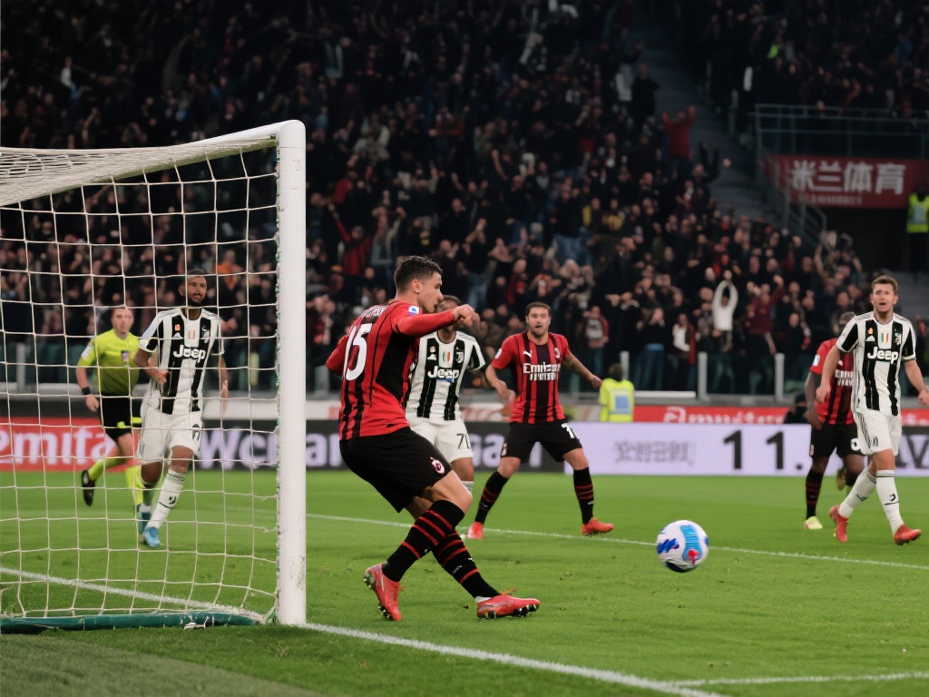 那是一场至关重要的意甲联赛，AC米兰对阵劲敌尤文图